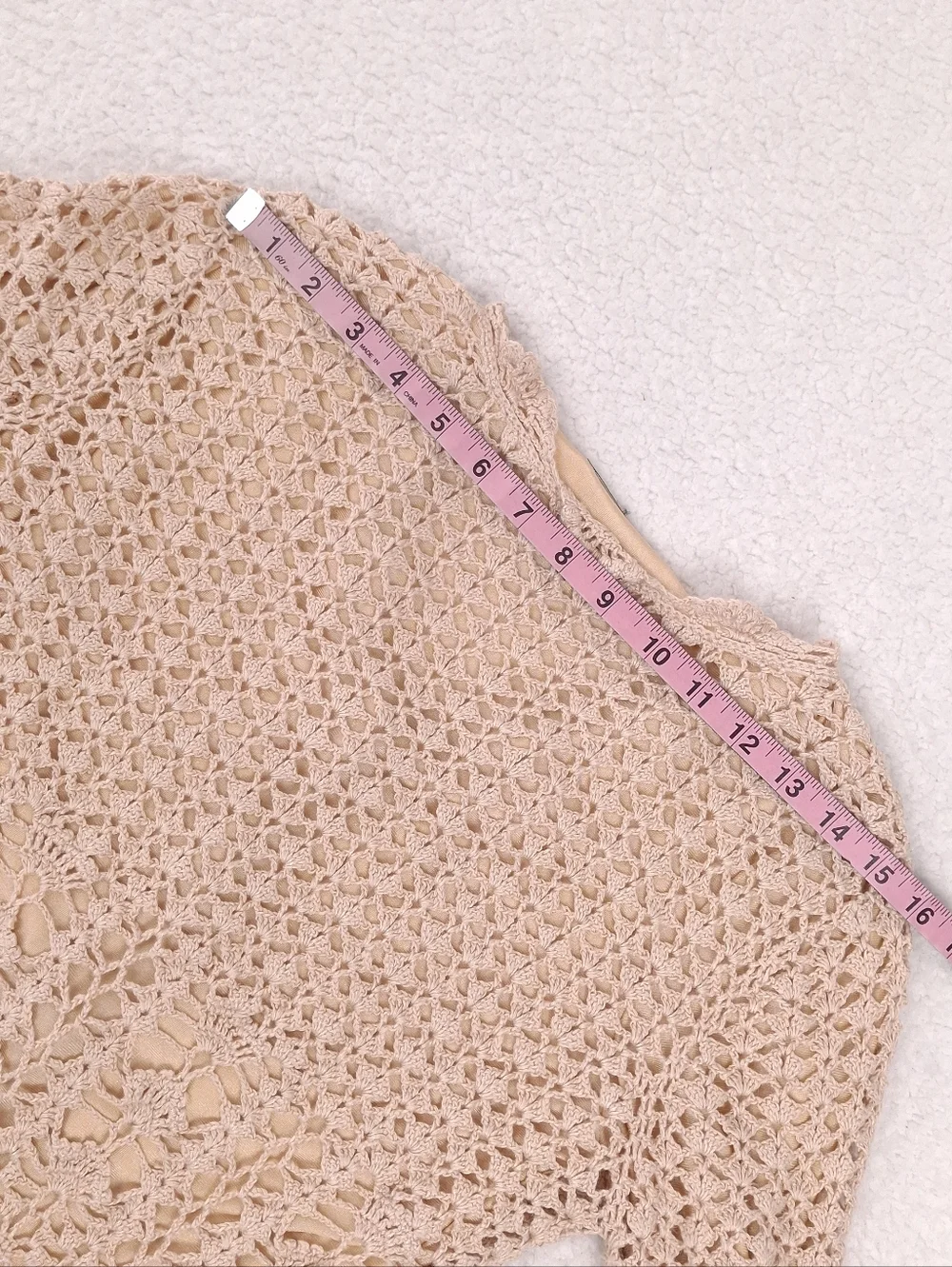 Spiegel vintage open crochet cardigan boho cottagecore festival slim fit beige - Picture 4 of 9